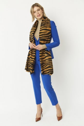 JAYLEY Animal Print Tiger Print Cashmere Blend Wrap