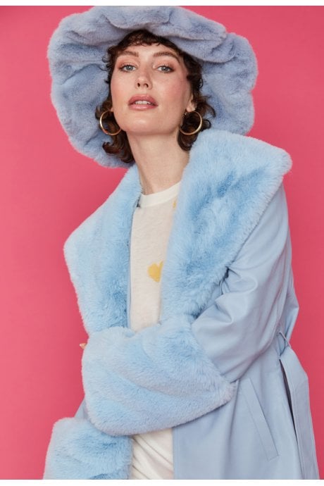 JAYLEY Baby Blue Faux Fur Oversized Hat