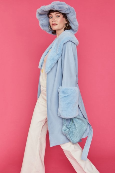 JAYLEY Baby Blue Faux Fur Oversized Hat