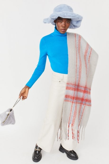 JAYLEY Baby Blue Faux Fur Oversized Hat