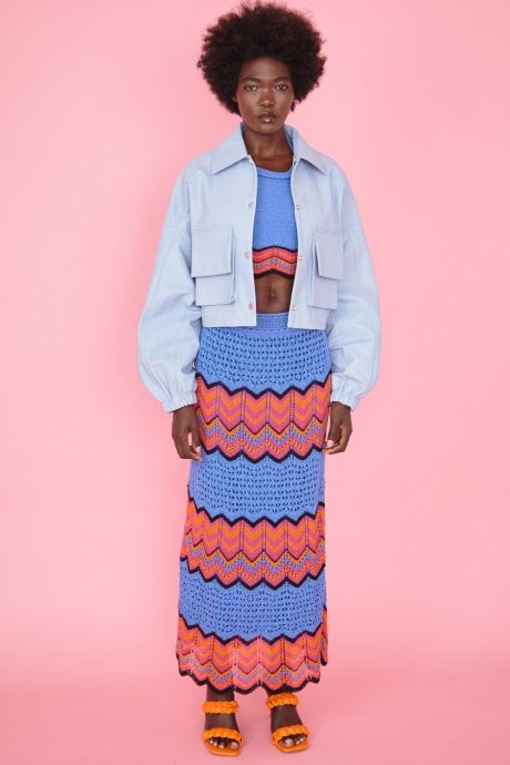 JAYLEY Baby Blue Faux Leather Jacket