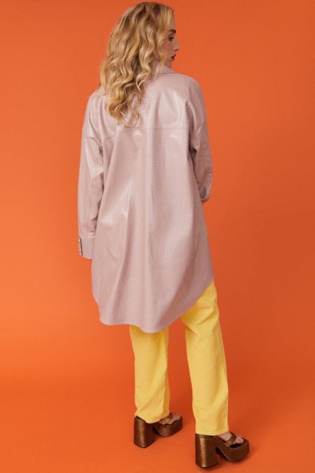 JAYLEY Baby Pink Oversized Shacket With Exaggerated Collar
