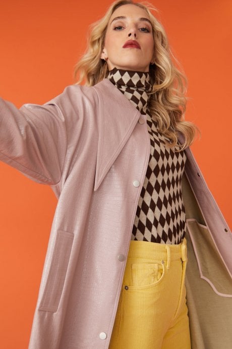 JAYLEY Baby Pink Oversized Shacket With Exaggerated Collar