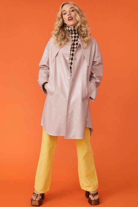 JAYLEY Baby Pink Oversized Shacket with Exaggerated Collar
