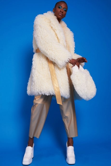 JAYLEY Bamboo Blend Faux Fur Shearling Coat