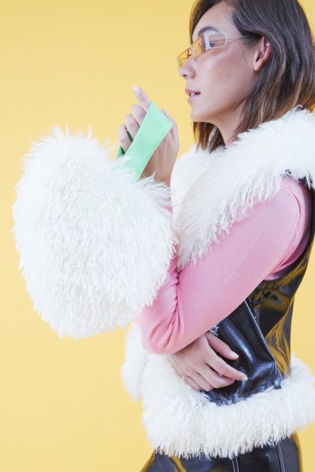 JAYLEY Bamboo Eco Faux Fur Bag