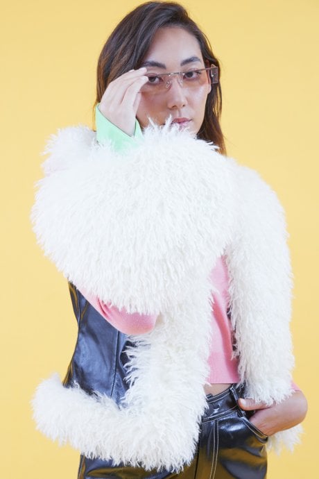 JAYLEY Bamboo Eco Faux Fur Bag