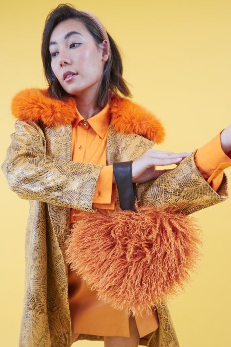 JAYLEY Bamboo Eco Faux Fur Bag