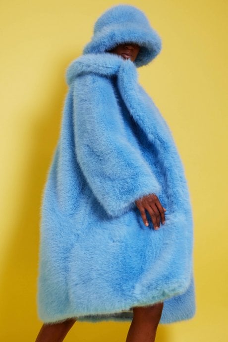JAYLEY Bamboo Faux Fur Baby Blue Coat