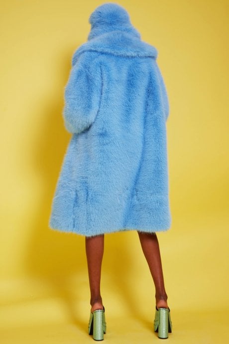 JAYLEY Bamboo Faux Fur Baby Blue Coat