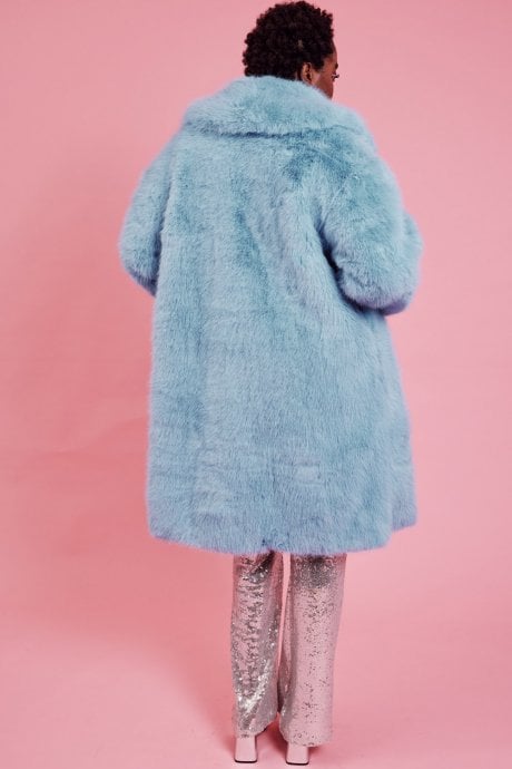 JAYLEY Bamboo Faux Fur Baby Blue Coat