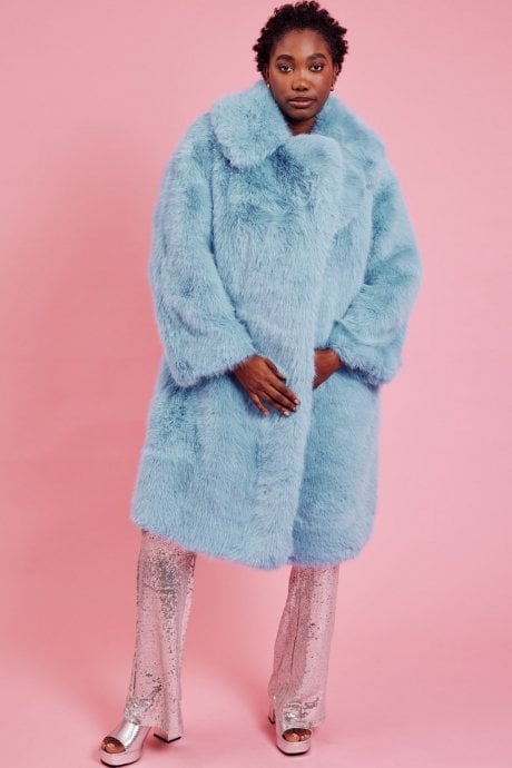 JAYLEY Bamboo Faux Fur Baby Blue Coat
