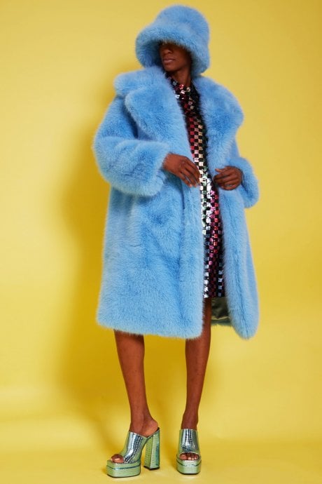 JAYLEY Bamboo Faux Fur Baby Blue Coat