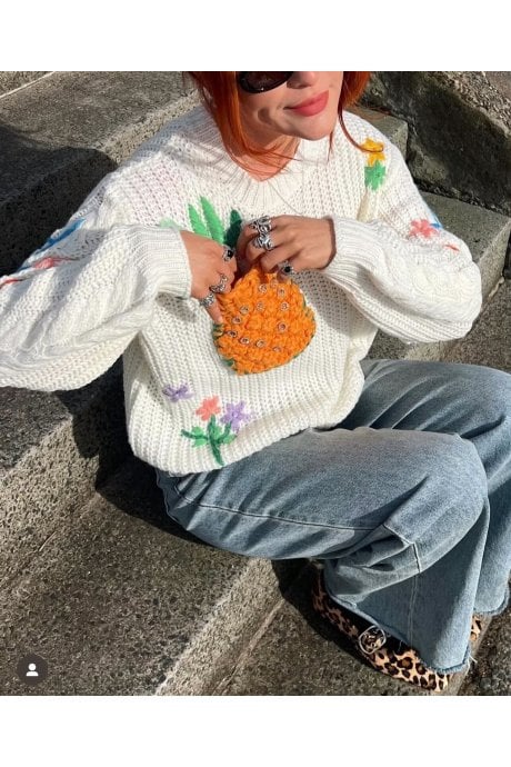 JAYLEY Banana Peel Embroidered Pineapple Jumper