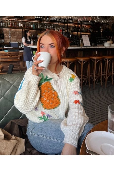 JAYLEY Banana Peel Embroidered Pineapple Jumper
