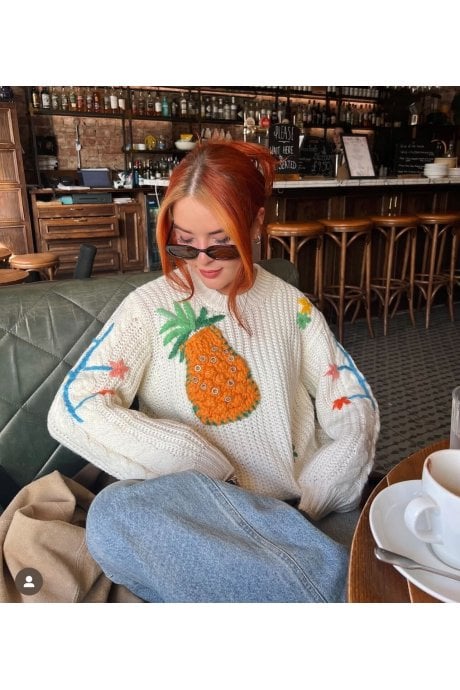 JAYLEY Banana Peel Embroidered Pineapple Jumper