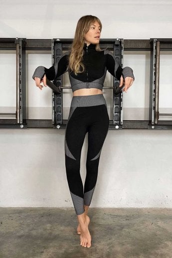 JAYLEY Black Alex Contoured Seams Reflective Jacket