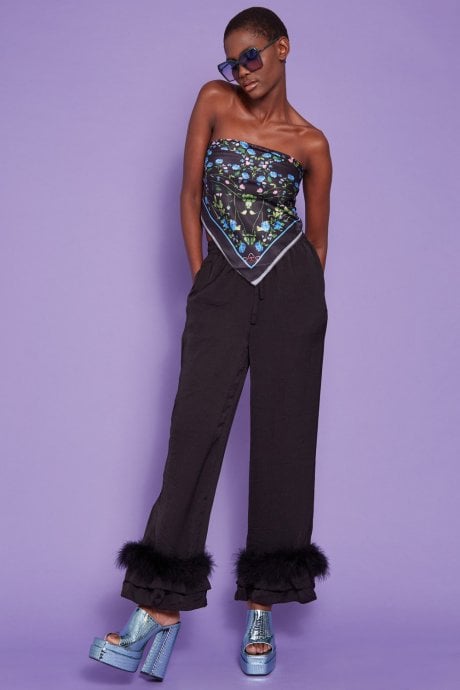 JAYLEY Black And Blue Abstract Silk Scarf