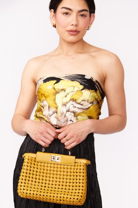 JAYLEY Black And Yellow Silk Scarf