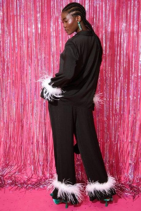 JAYLEY Black Awilix Day To Night Feather Co-ord