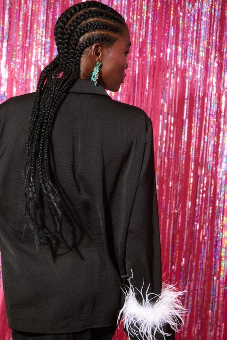 JAYLEY Black Awilix Day To Night Feather Co-ord