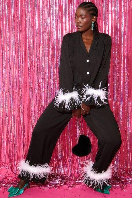 JAYLEY Black Awilix Day To Night Feather Co-ord