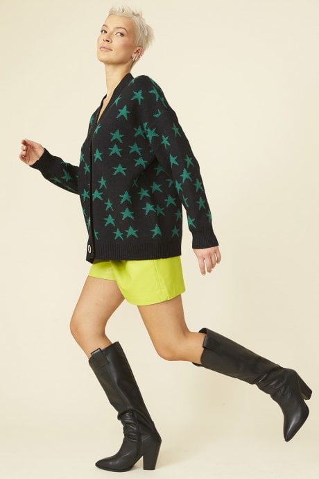 JAYLEY Black Banana Peel Star Cardigan