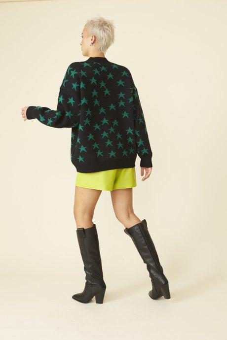 JAYLEY Black Banana Peel Star Cardigan