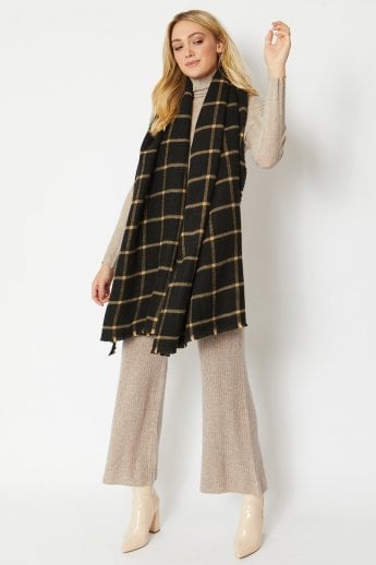 JAYLEY Black Cashmere Blend Wrap
