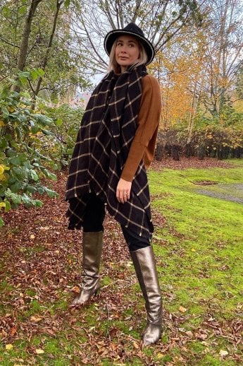 JAYLEY Black Cashmere Blend Wrap