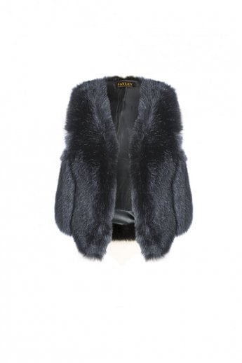 JAYLEY Black Cropped Faux Fur Gilet | Waistcoat