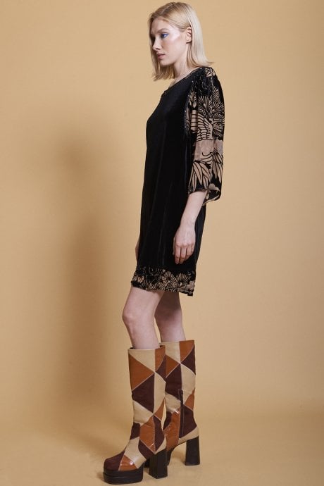 JAYLEY Black Devore Dress