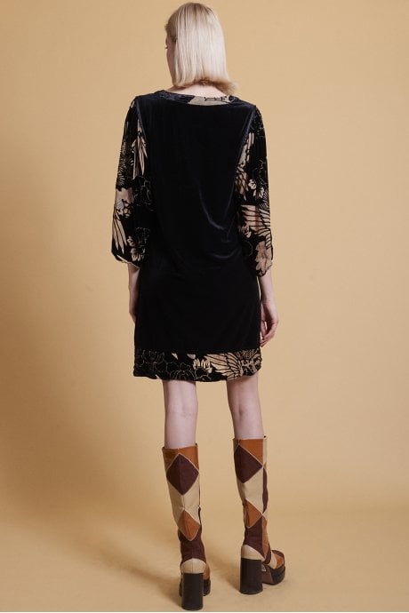 JAYLEY Black Devore Dress