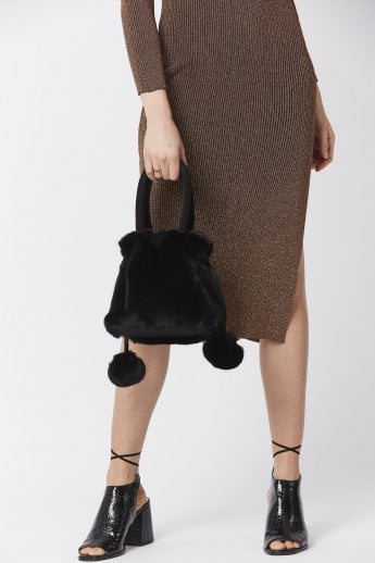 JAYLEY Black Faux Fur Bag