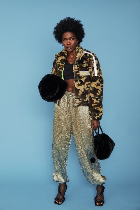 JAYLEY Black Faux Fur Bag