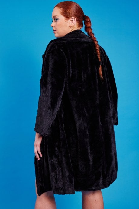 JAYLEY Black Faux Fur Coat