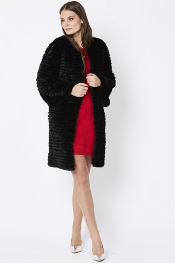 JAYLEY Black Faux Fur Coat
