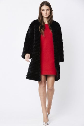 JAYLEY Black Faux Fur Coat
