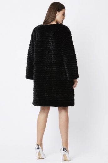 JAYLEY Black Faux Fur Coat