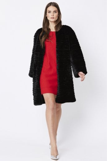 JAYLEY Black Faux Fur Coat