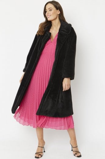 JAYLEY Black Faux Fur Coat