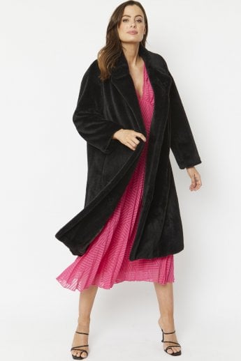 JAYLEY Black Faux Fur Coat
