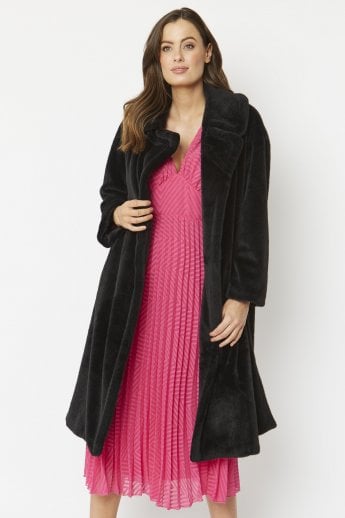 JAYLEY Black Faux Fur Coat