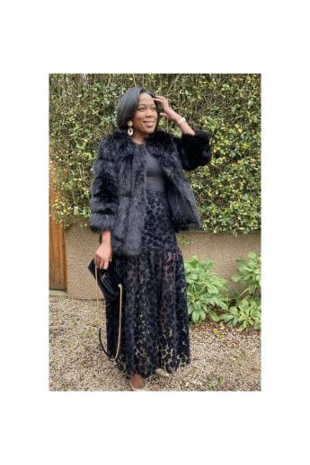 JAYLEY Black Faux Fur Coat