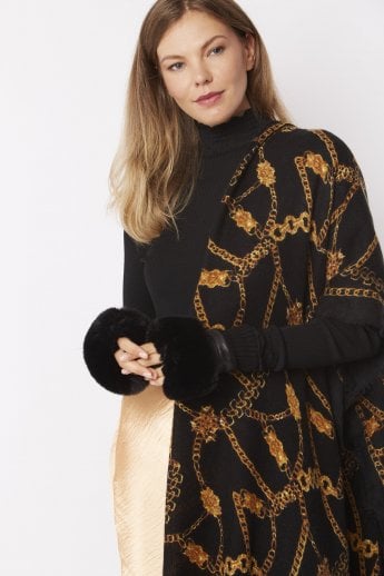 JAYLEY Black Faux Fur Fingerless Gloves