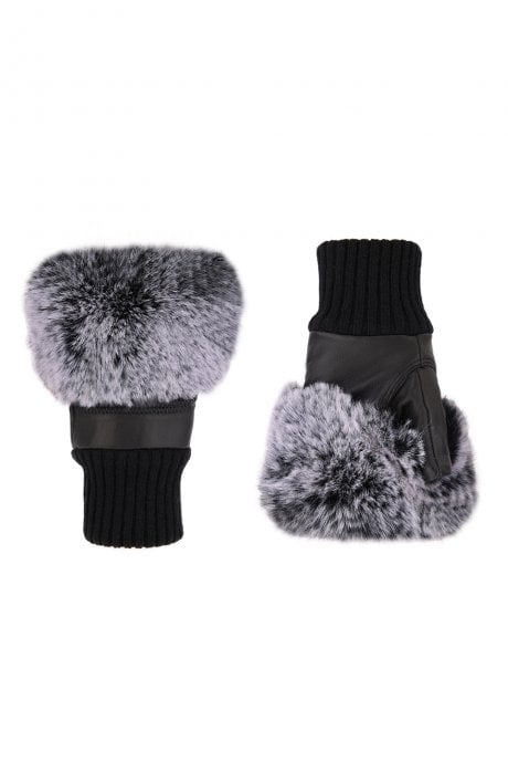 JAYLEY Black Faux Fur Fingerless Gloves
