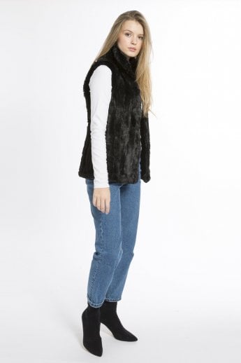 JAYLEY Black Faux Fur Gilet | Waistcoat