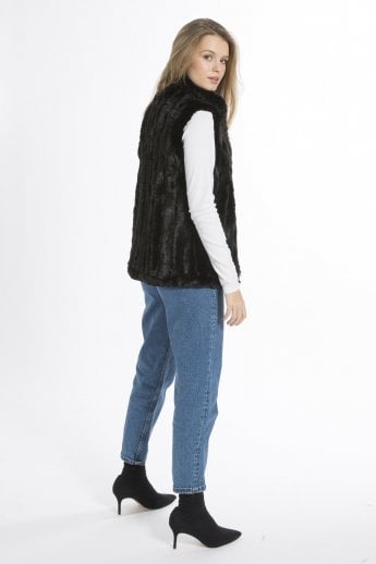 JAYLEY Black Faux Fur Gilet | Waistcoat