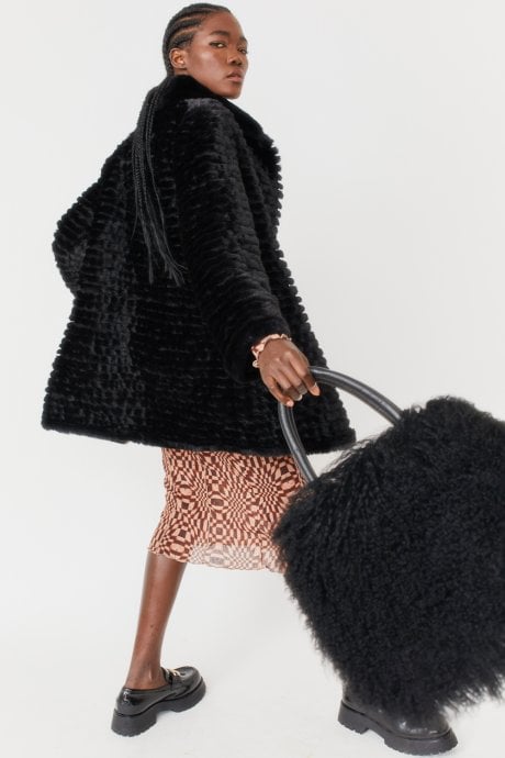 JAYLEY Black Faux Fur Jacket