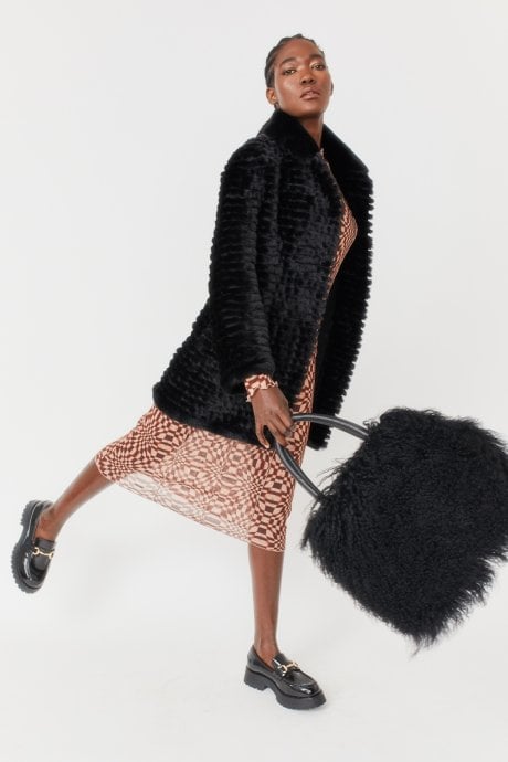 JAYLEY Black Faux Fur Jacket